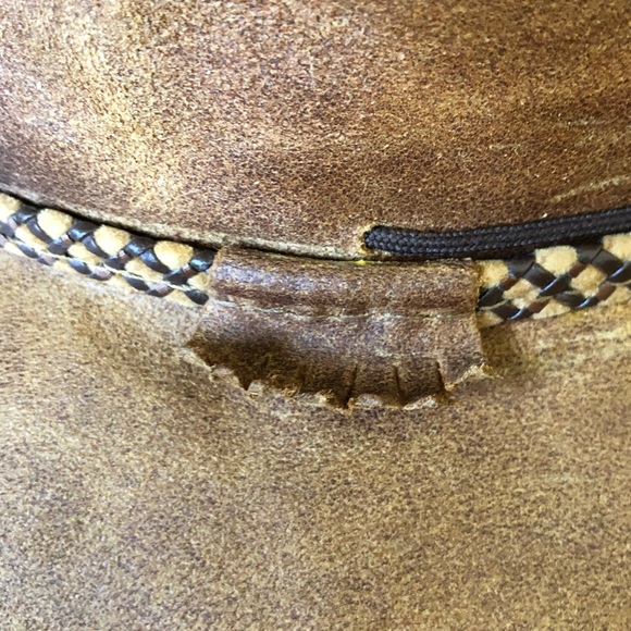 Heads n’ Home Hats Leather “Crusher” Cowboy Hat Adjustable M/L EC. - Picture 9 of 11